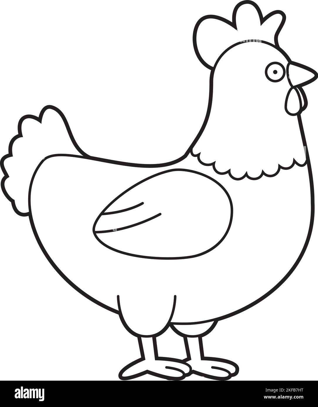 Disegno vettoriale di cartoni animati facile da colorare di un pollo Illustrazione Vettoriale