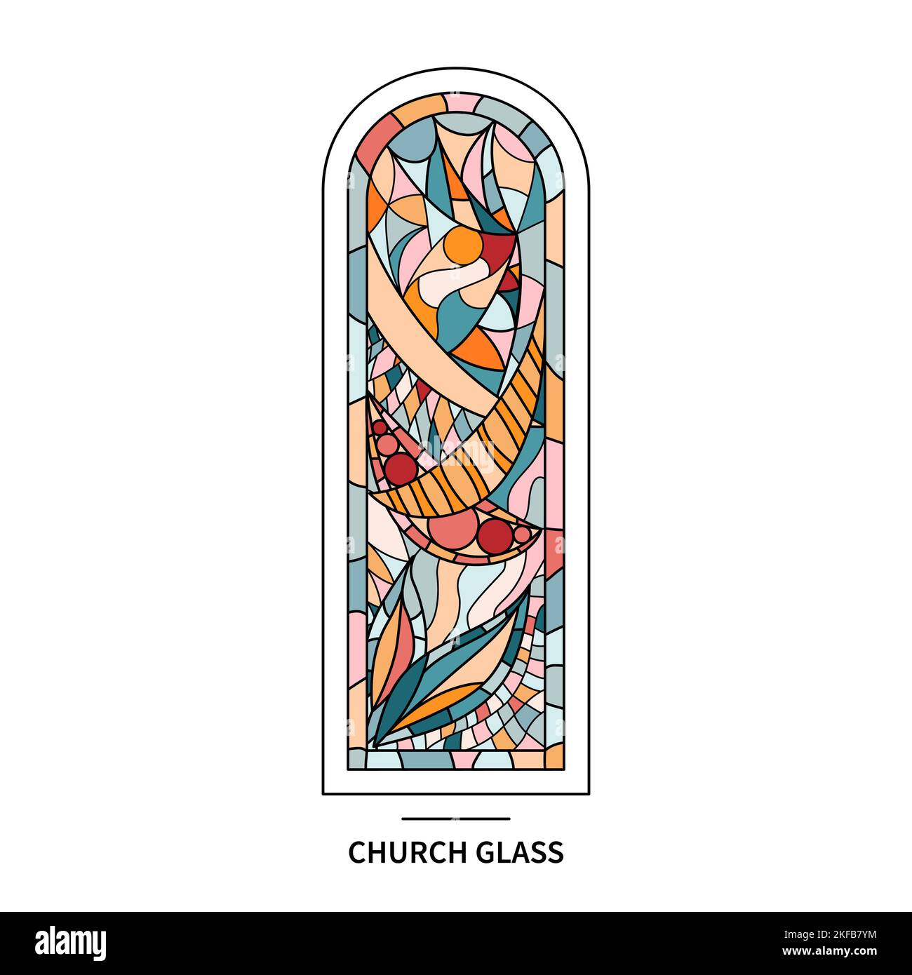 Vetrata in una chiesa. Illustrazione Vettoriale