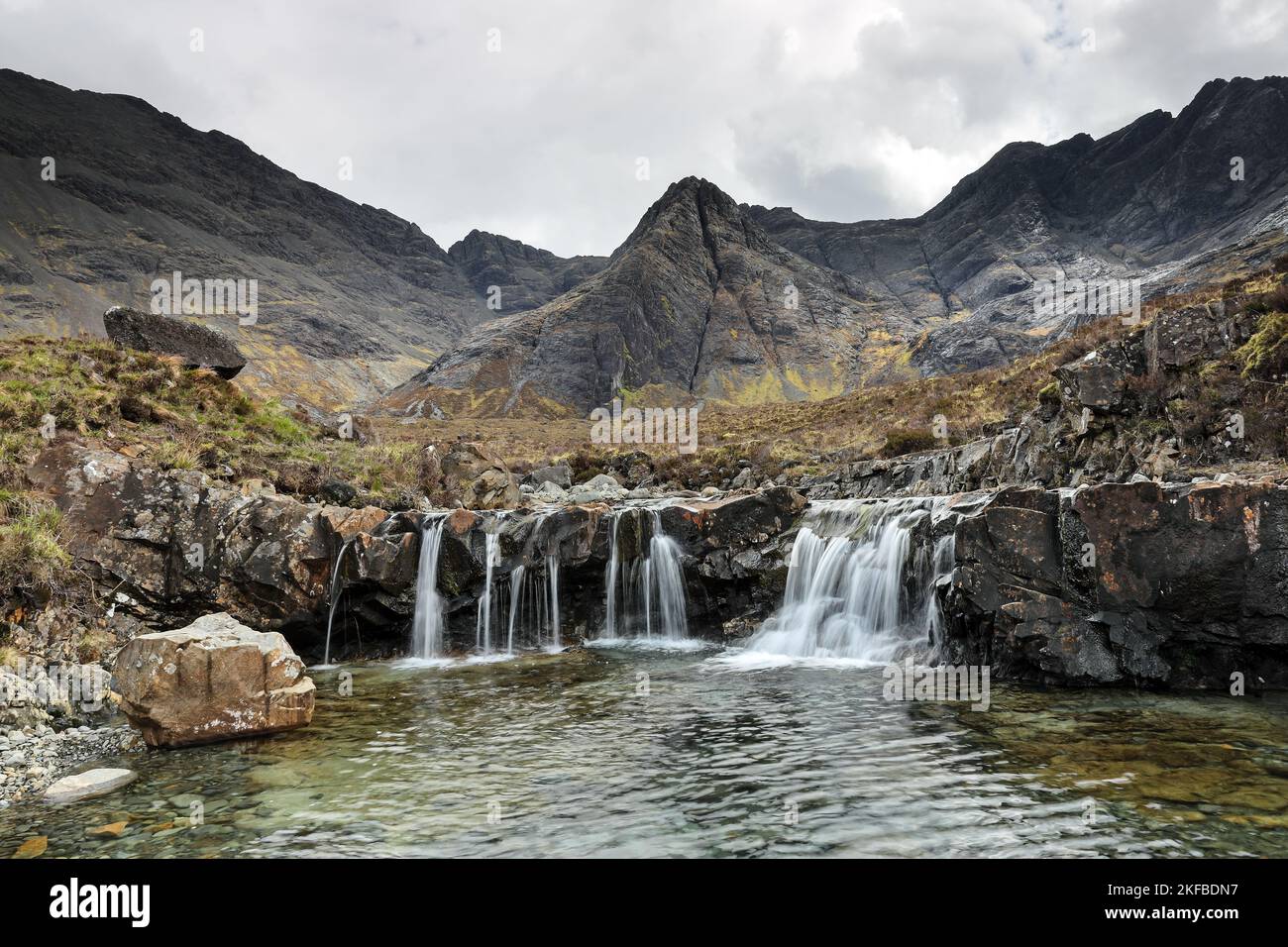 Fairy Pools, Glen fragile, Isola di Skye, Scozia, Regno Unito Foto Stock