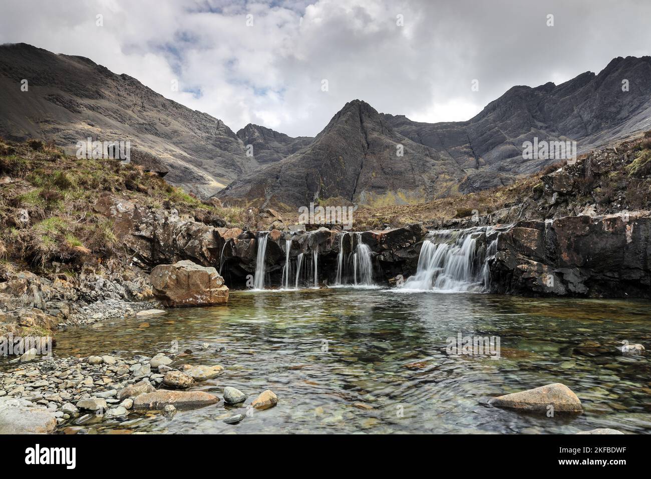 Fairy Pools, Glen fragile, Isola di Skye, Scozia, Regno Unito Foto Stock