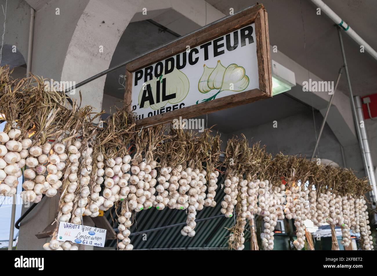 Prodotti esposti al Jean-Talon Market, Montreal, Quebec, Canada Foto Stock