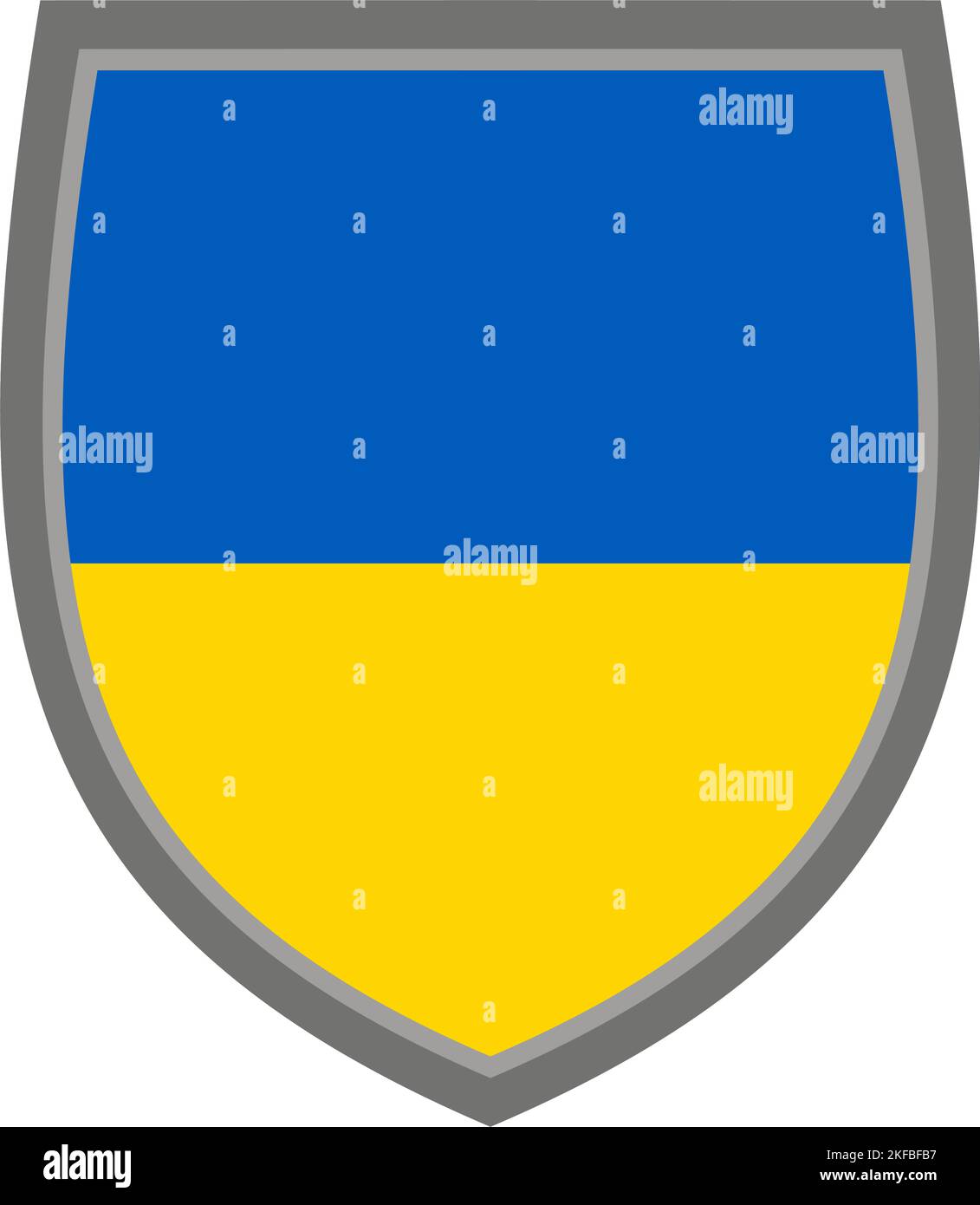 Scudo con i colori della bandiera Ucraina, icona scudo ucraino ritagliato Illustrazione Vettoriale