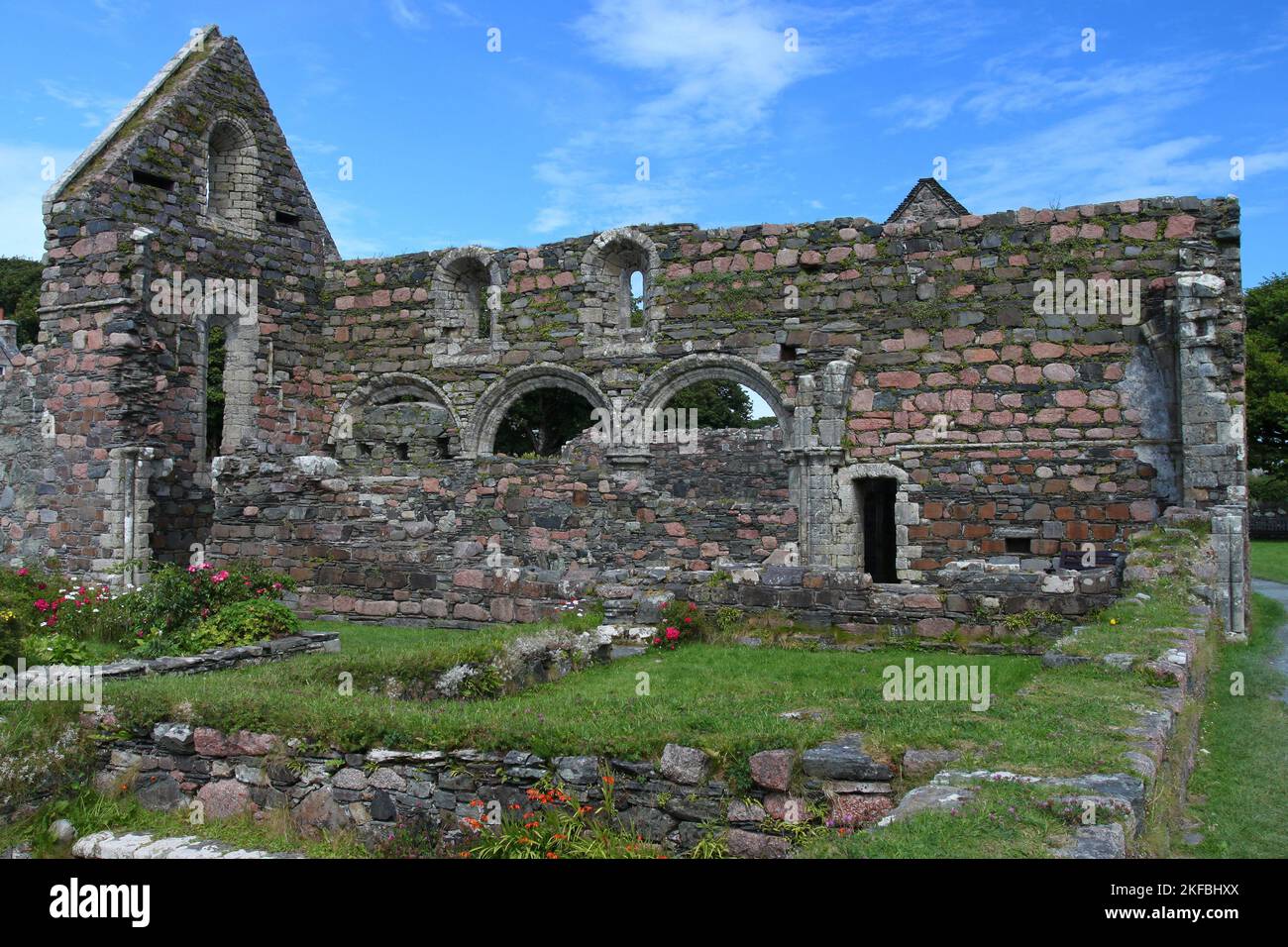 Iona Nunnery, Iona, Ebridi, Ebridi interne, Isole interne, Scozia, Regno Unito, Gran Bretagna Foto Stock