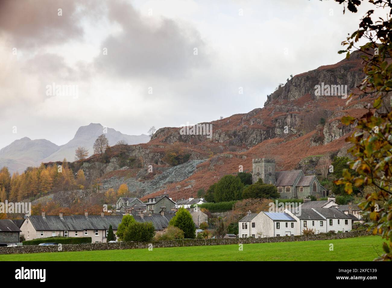 Chapel Stile è un villaggio della Cumbria nella valle di Langdale Foto Stock