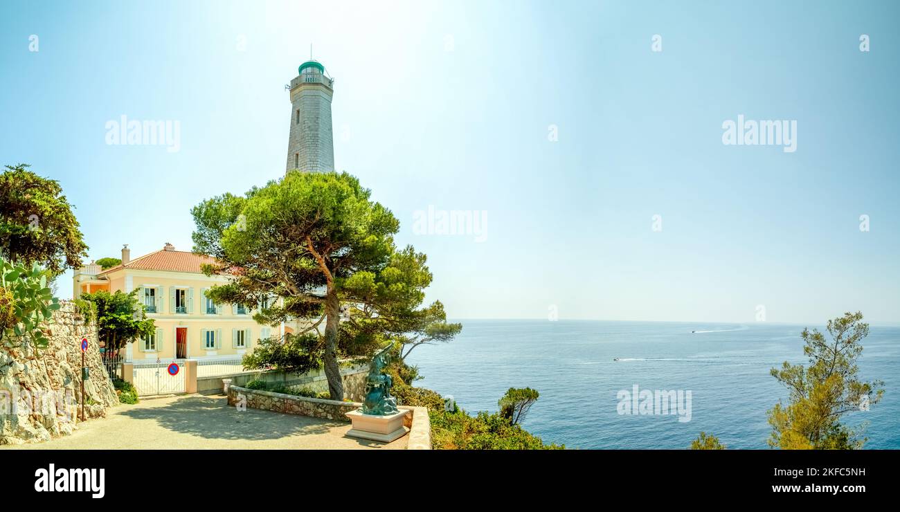 Côte giro del faro a Saint Jean Cap Ferrat, Costa Azzurra, Francia Foto Stock