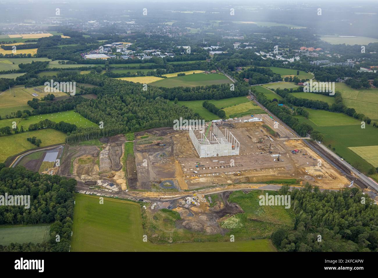 Veduta aerea, cantiere per il parco industriale Große Heide, ex pozzo Wulfen 1/2 del collirio Fürst Leopold, Barkenberg, Dorsten, Ruhr sono Foto Stock