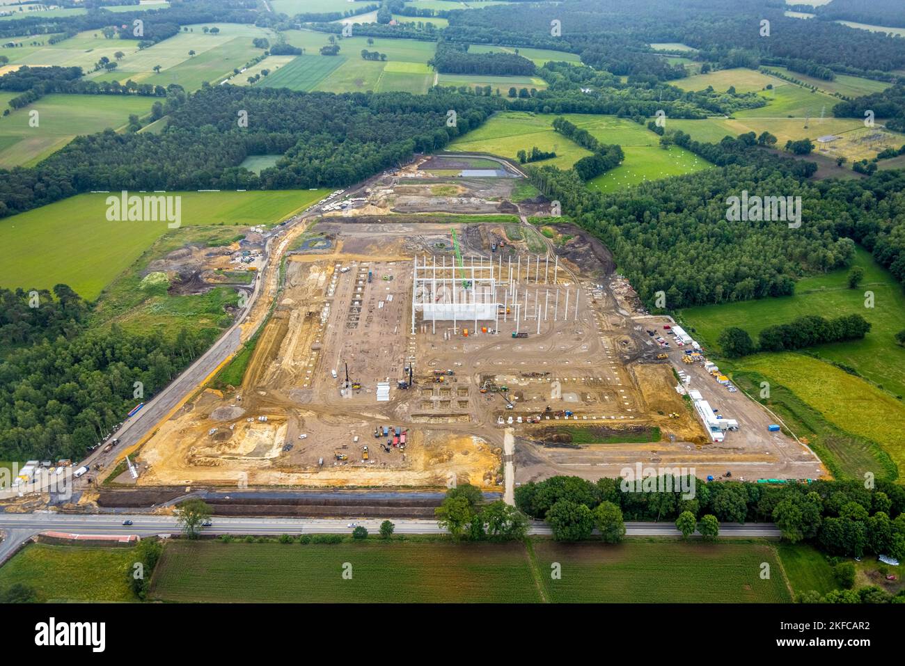 Veduta aerea, cantiere per il parco industriale Große Heide, ex pozzo Wulfen 1/2 del collirio Fürst Leopold, Barkenberg, Dorsten, Ruhr sono Foto Stock