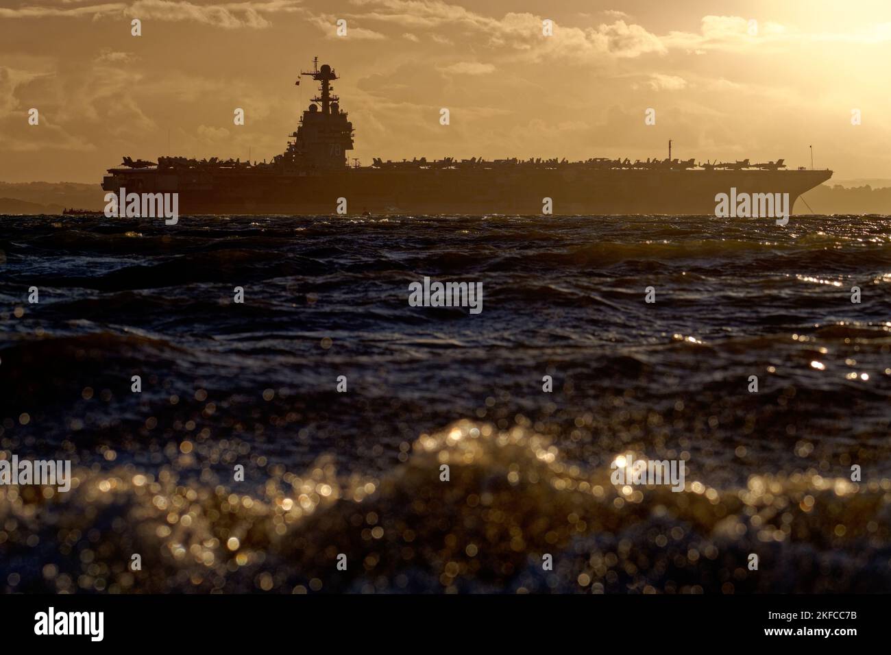 USS Gerald R Ford in visita al Solent Foto Stock