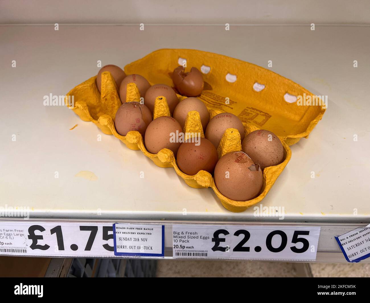 CARENZA DI UOVA © Jeff Moore carenza di uova a Tesco a Leytonstone, Londra Foto Stock