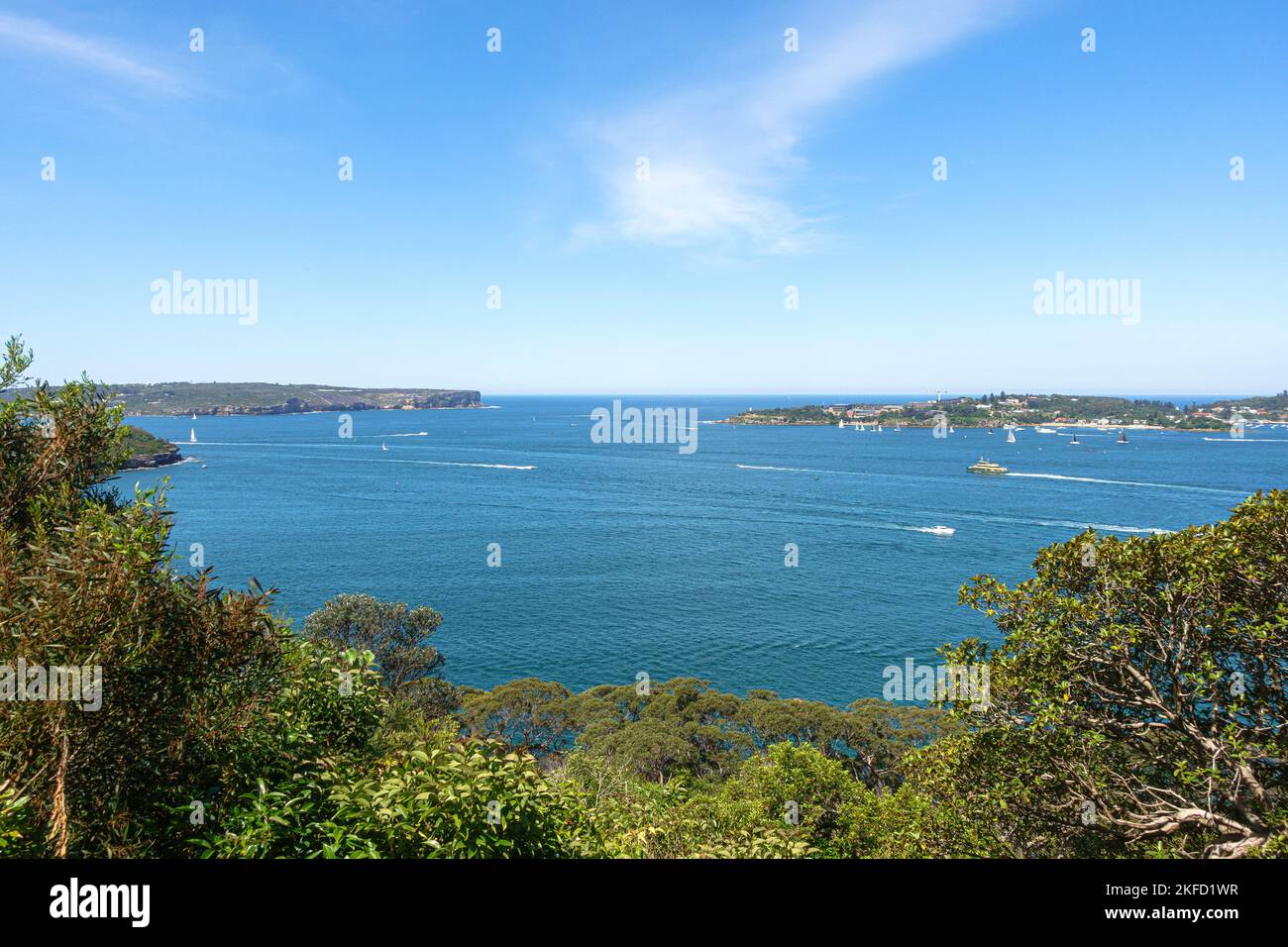 Una vista del nord e del sud si dirige all'estremità orientale di Port Jackson / Sydney Harbour Foto Stock