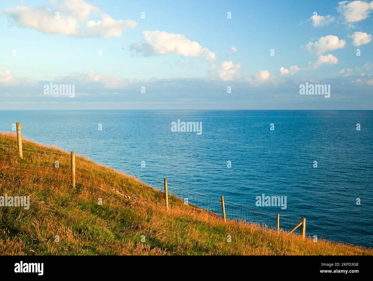 Vista dal percorso costiero di Ceredigion vicino a Mwnt nel Galles di Ceredigion Foto Stock