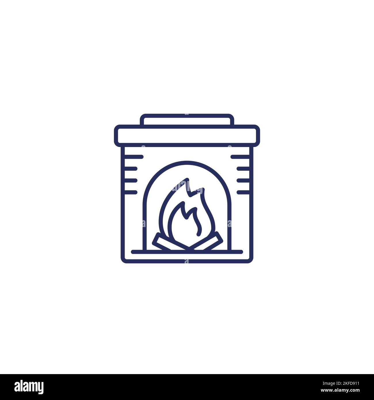 icona della linea del caminetto sul bianco Illustrazione Vettoriale
