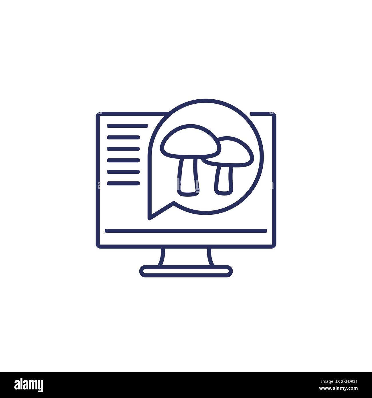 micologia, studio dell'icona della linea dei funghi, vettore Illustrazione Vettoriale