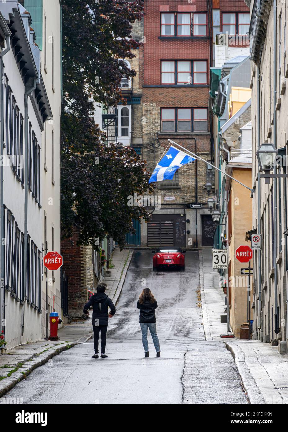 Una scena di strada a Quebec City Foto Stock
