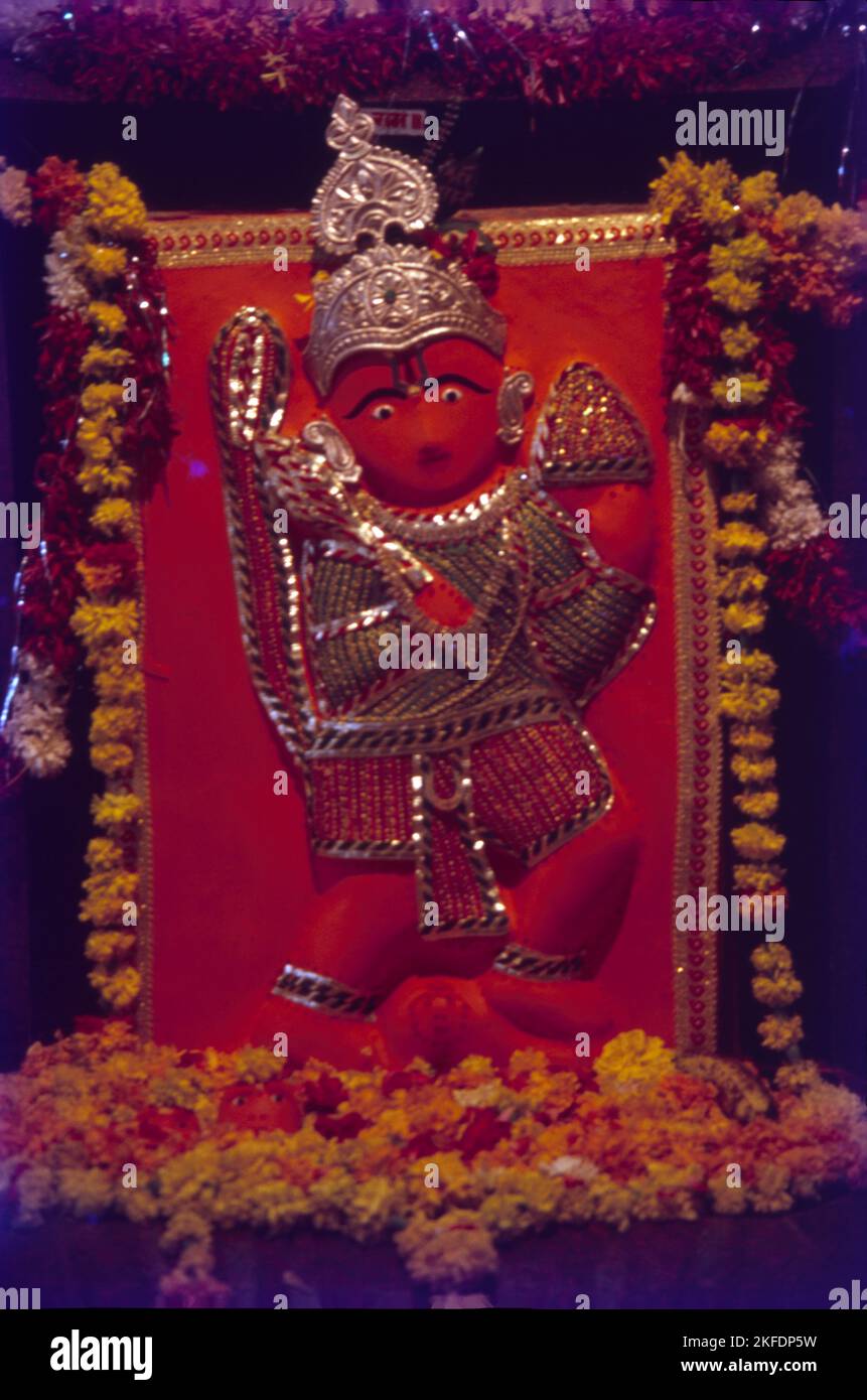 Idol di Bal Hanuman, Tempio Mahakal, Ujjain, Madhya Pradesh, India Foto Stock