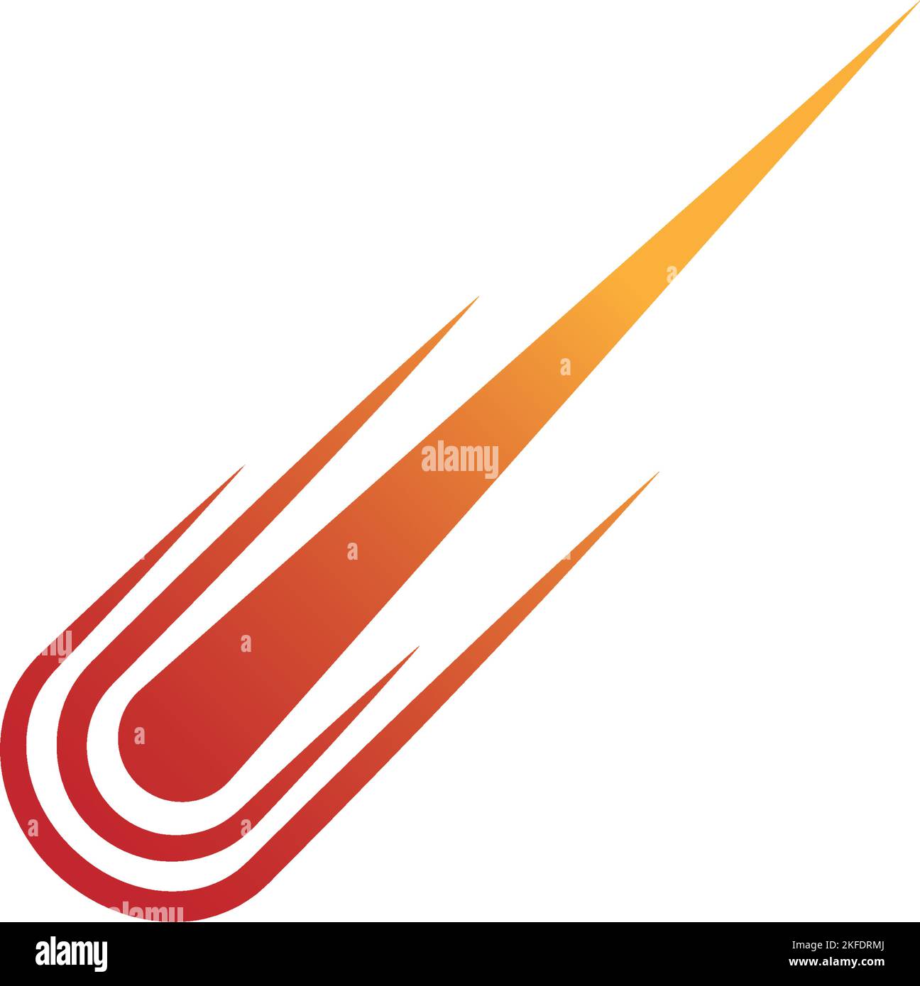 Un logo vettoriale modificabile di un meteorite cadente isolato su sfondo bianco Illustrazione Vettoriale