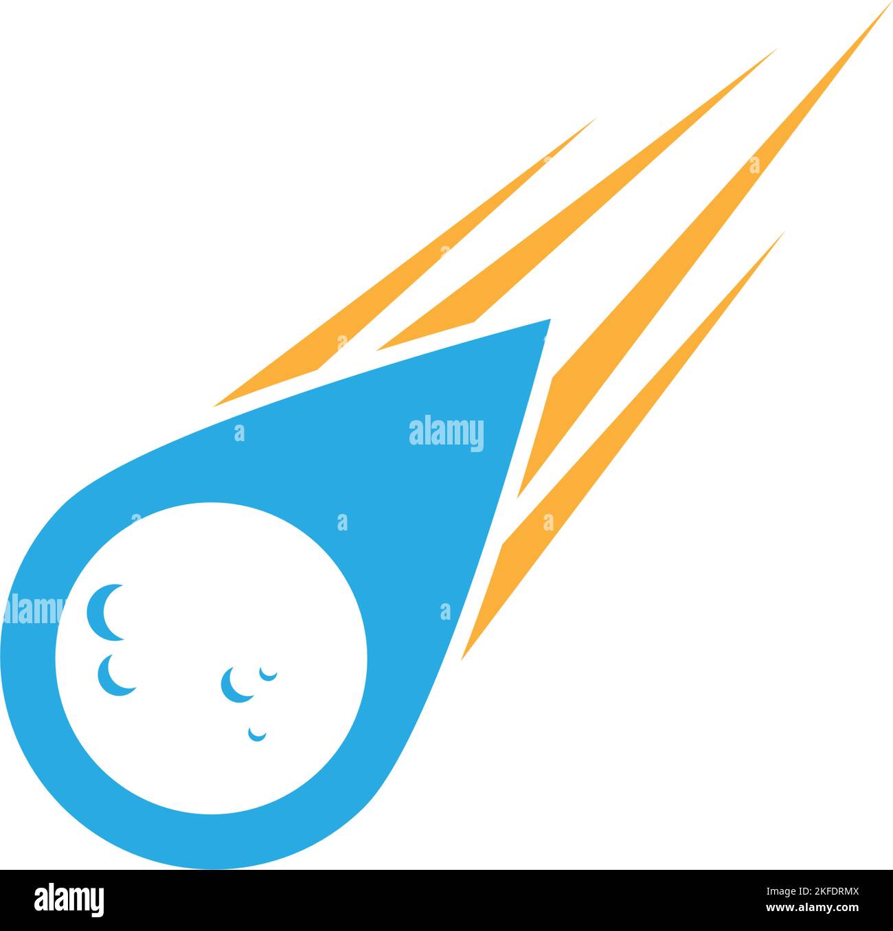 Un logo vettoriale modificabile di un meteorite cadente isolato su sfondo bianco Illustrazione Vettoriale