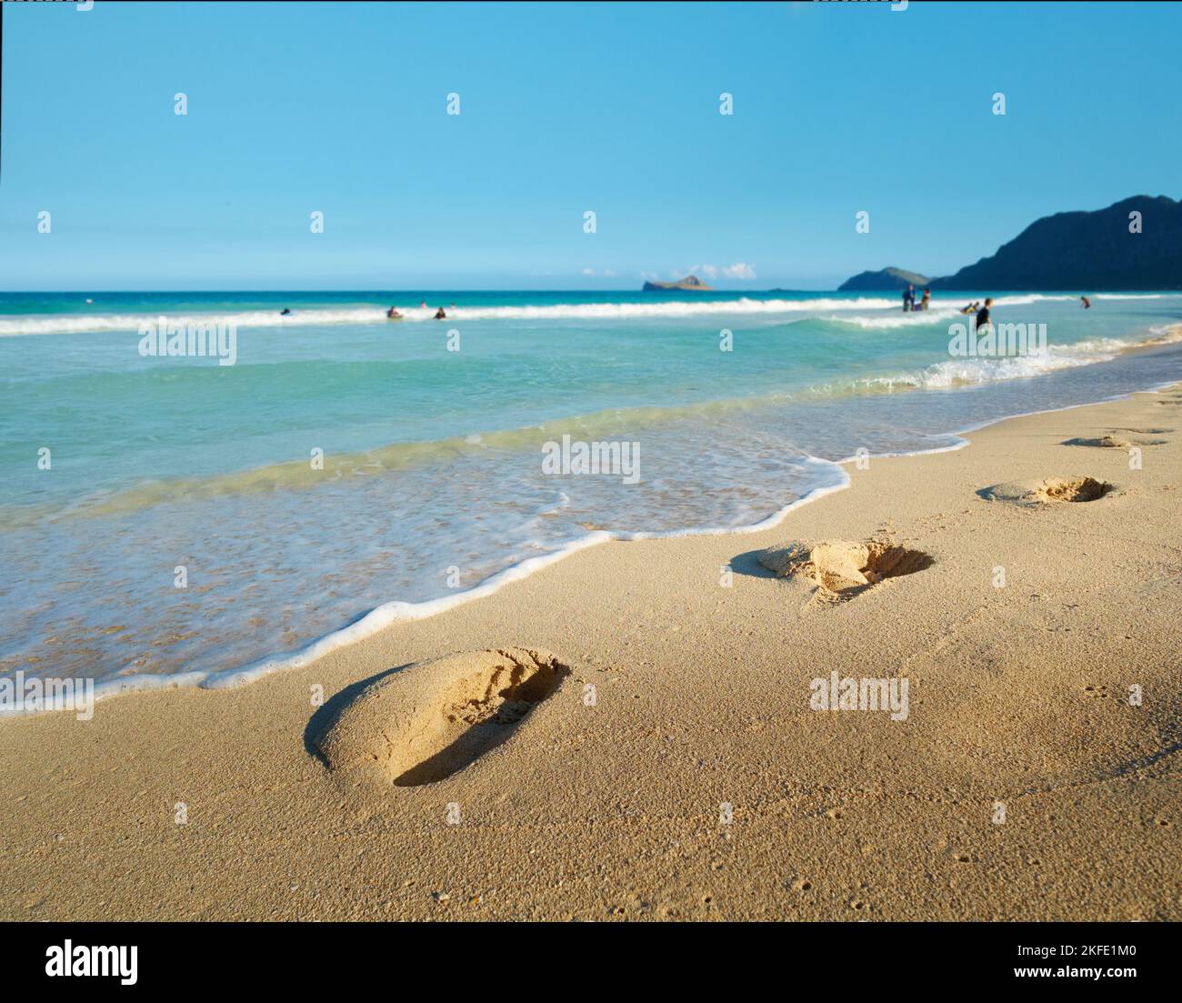 Bellows Field Beach Park - Oahu, Hawaii. Una foto della famosa spiaggia Hawaiiana - Bellow Field Beach Park, vicino a Waimanalo, l'isola di Oahu, Hawaii. Foto Stock