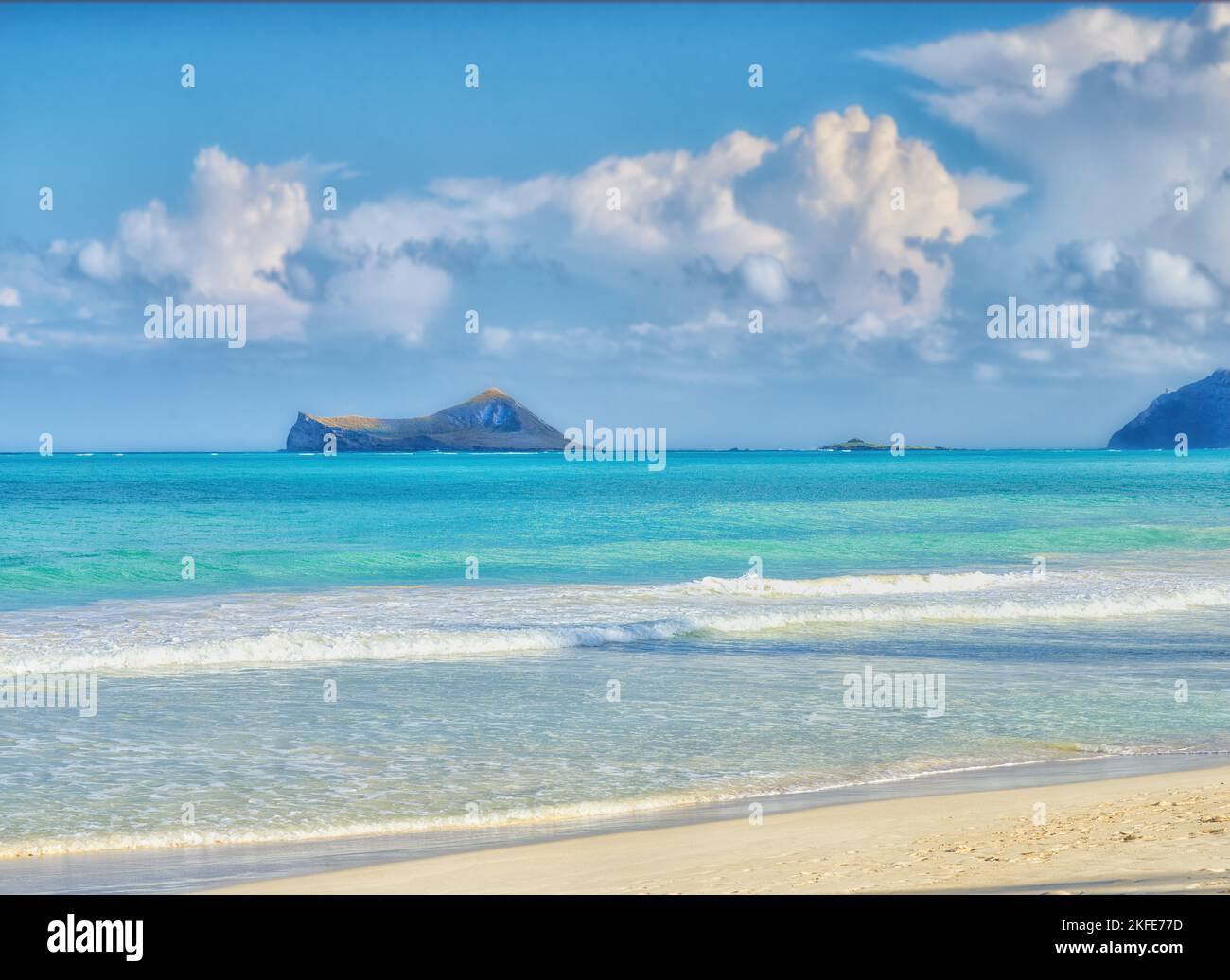 Bellows Field Beach Park - Oahu, Hawaii. Una foto della famosa spiaggia Hawaiiana - Bellow Field Beach Park, vicino a Waimanalo, l'isola di Oahu, Hawaii. Foto Stock