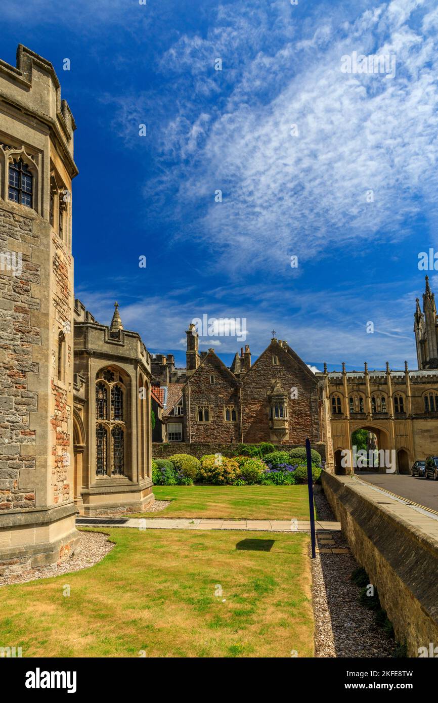 Il dipartimento di musica della Wells Cathedral School si trova in un edificio storico risalente al 16th ° secolo, Wells, Somerset, Inghilterra, Regno Unito Foto Stock