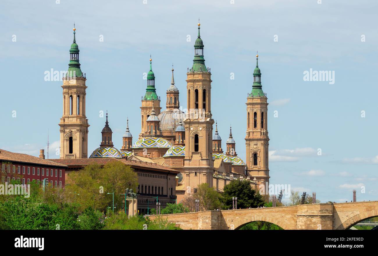 Cattedrale Basilica di Nuestra Señora del Pilar a Saragozza, Spagna. La Cattedrale-Basilica di nostra Signora della colonna Foto Stock