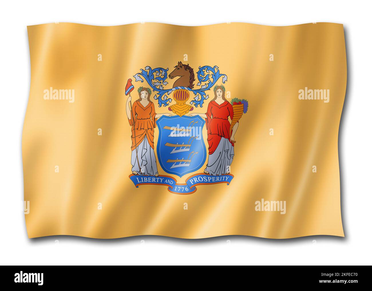 Bandiera del New Jersey, stati uniti che ondeggiante la collezione di bandiera. Figura 3D Foto Stock