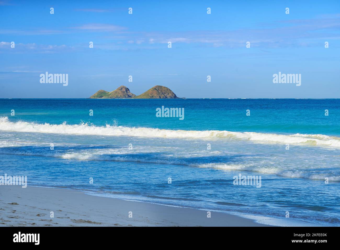 Bellows Field Beach Park - Oahu, Hawaii. Una foto della famosa spiaggia Hawaiiana - Bellow Field Beach Park, vicino a Waimanalo, l'isola di Oahu, Hawaii. Foto Stock