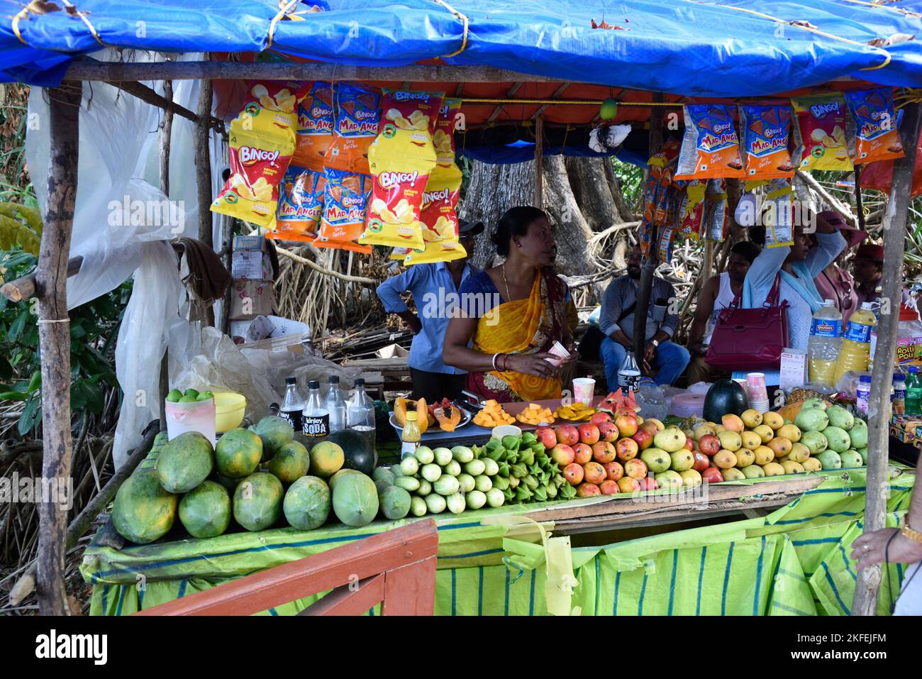 Fornitore di frutta della donna, Isola di Neil, Shaheed Dweep, Andaman e isole Nicobar, territorio dell'Unione, UT, India Foto Stock