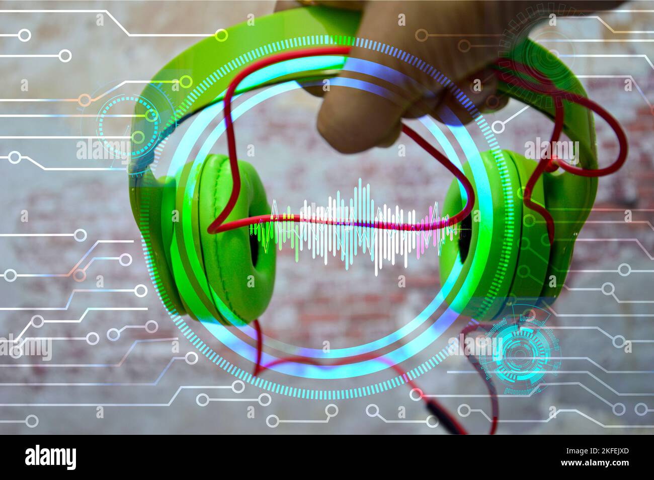 Il concetto di un sistema audio controllato dall'intelligenza artificiale (ai) Foto Stock