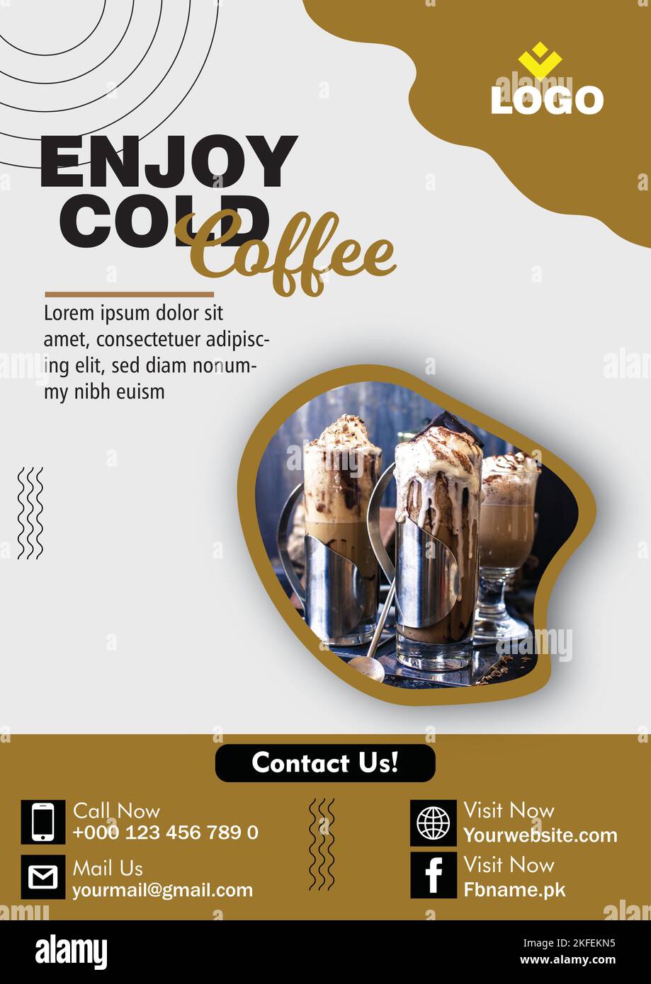 Business Flyer modello completamente modificabile per caffè caffè caffè Illustrazione Vettoriale