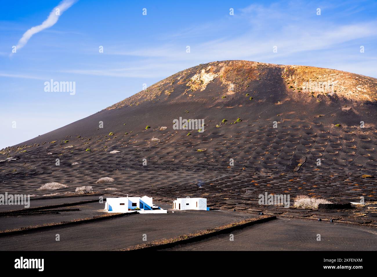 Atmosfera autunnale nel paesaggio di la Geria di vigneti e vulcani Foto Stock