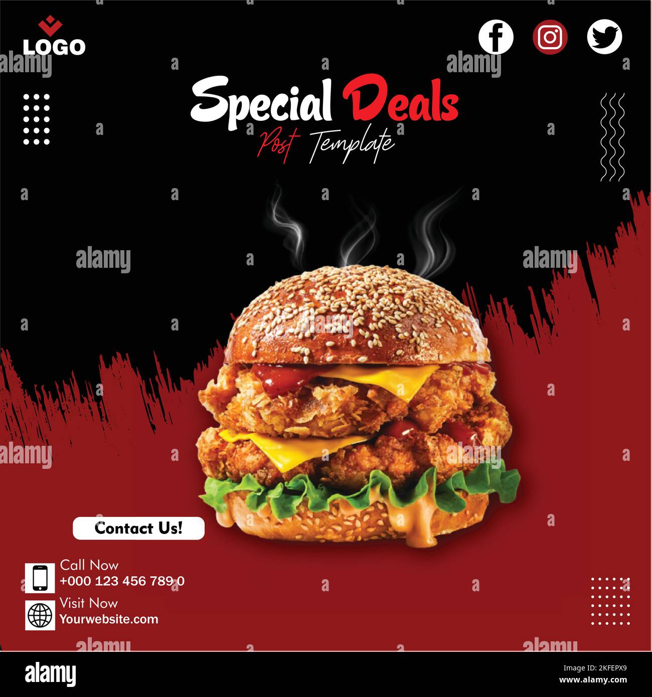 Business Corporate Social Media Post Template per Burger Restaurant Illustrazione Vettoriale