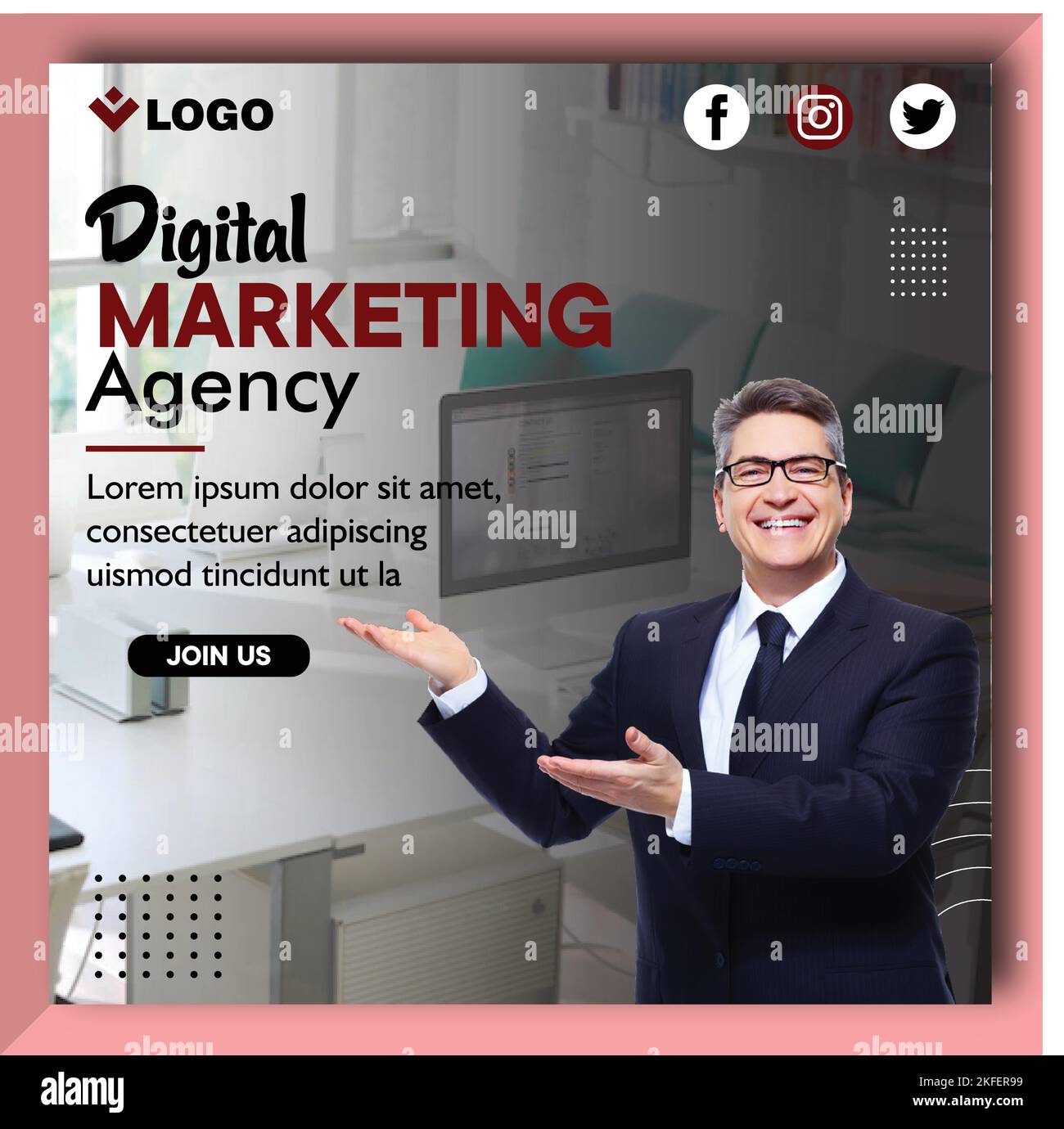 Business Social Media Post Template per Digital Marketing Agency Illustrazione Vettoriale