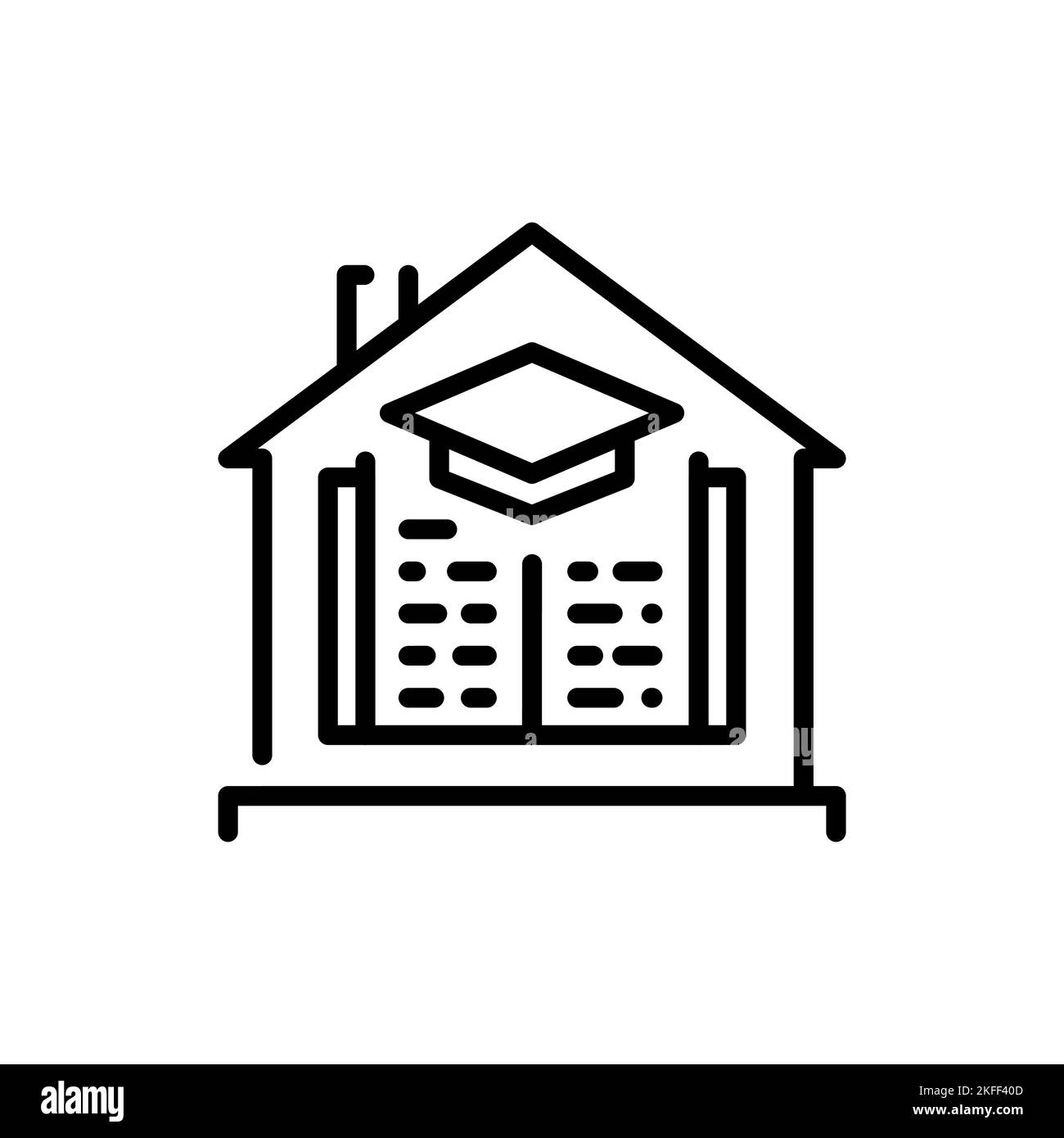 Home scuola linea colore icona. I bambini imparano. Pittogramma per la pagina Web Illustrazione Vettoriale