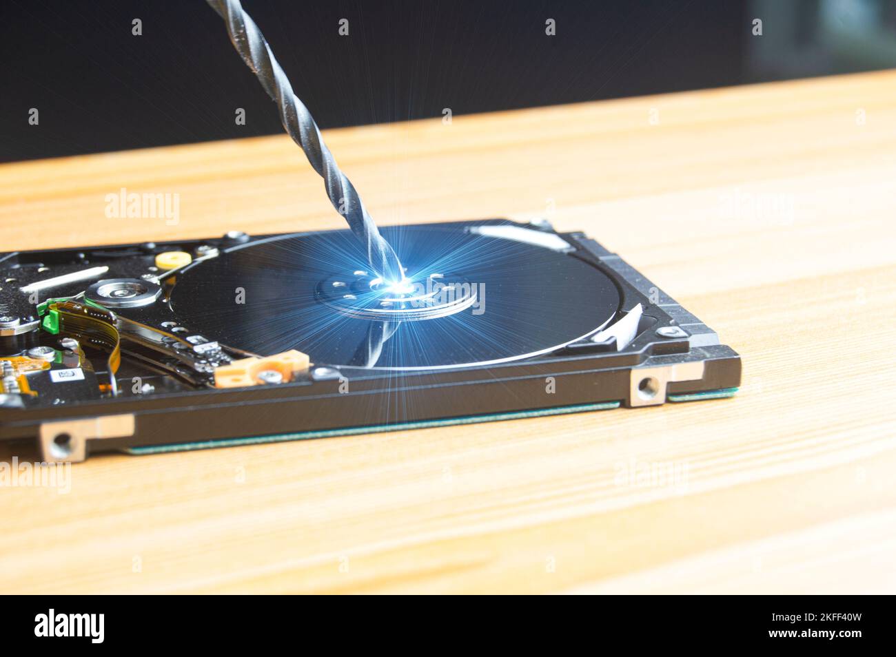 Disco rigido violato, concetto di sistema violato. Foto Stock