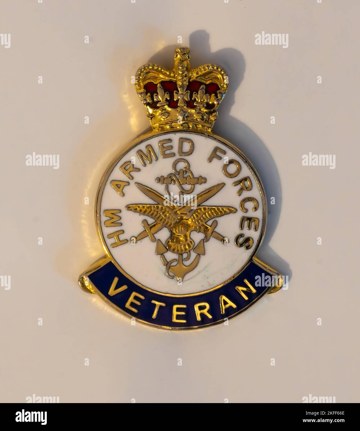 L'HM Armed Forces, Veteran, badge, pin badge, Veterans badge, Badge lapel, Ministro dei veterani, identificazione dei veterani, idoneità, profilo, RAF. Foto Stock