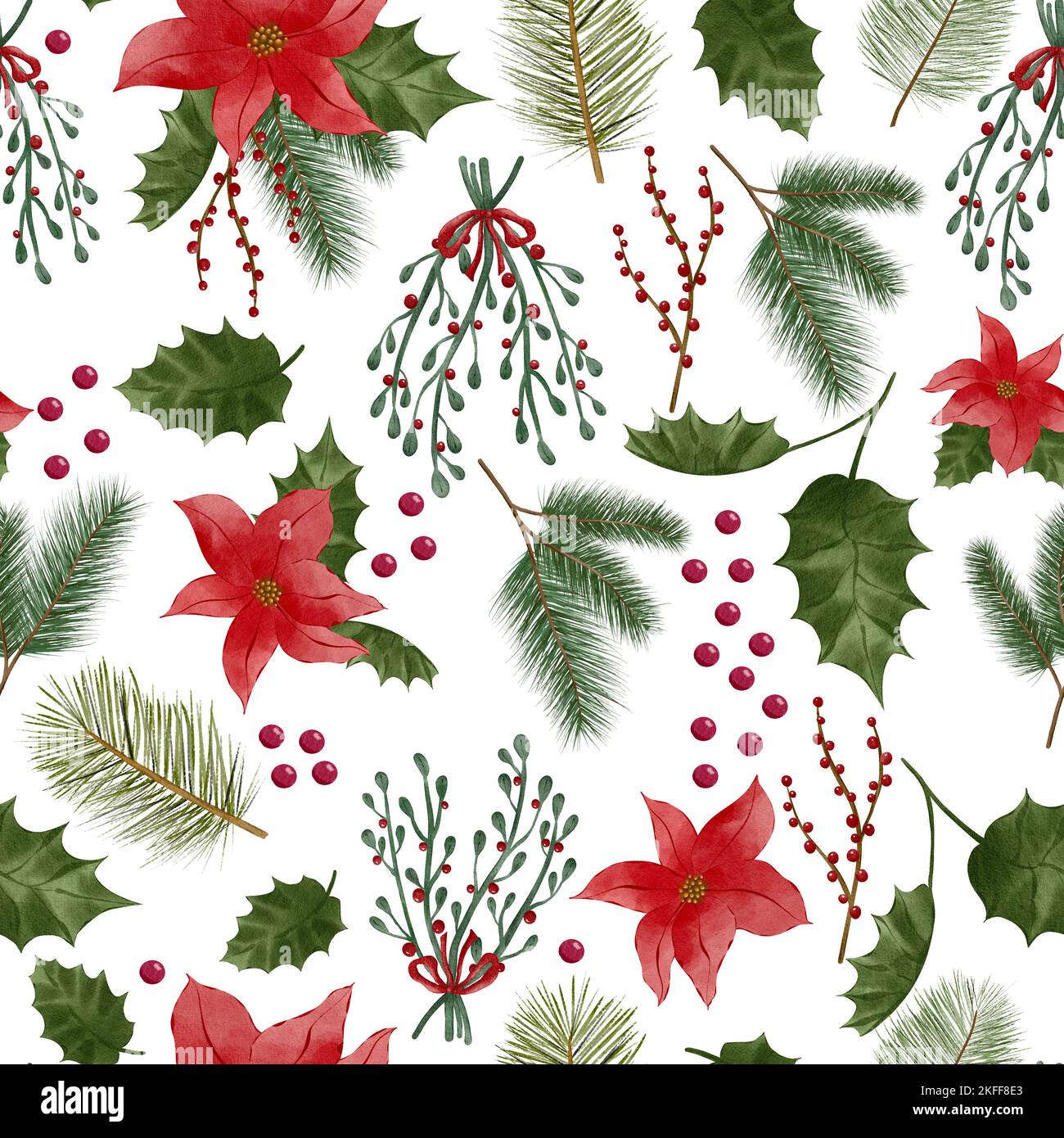 Natale decorazione piante senza cuciture modello Foto Stock