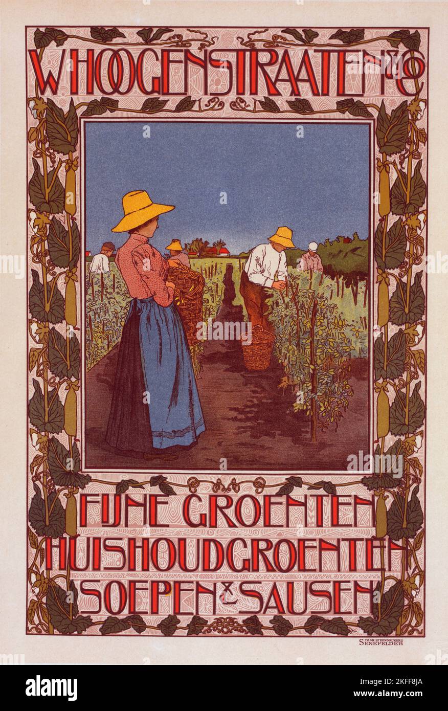 Affiche hollandaise pour la "Maison Whoogenstrataten et Co" (Denr&#xe9;es alimentaires), c1900. [Editore: Imprimerie Chaix; luogo: Parigi] Foto Stock