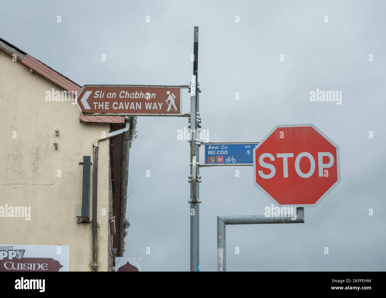 Indicazioni a Blacklion County Cavan Irlanda Foto Stock