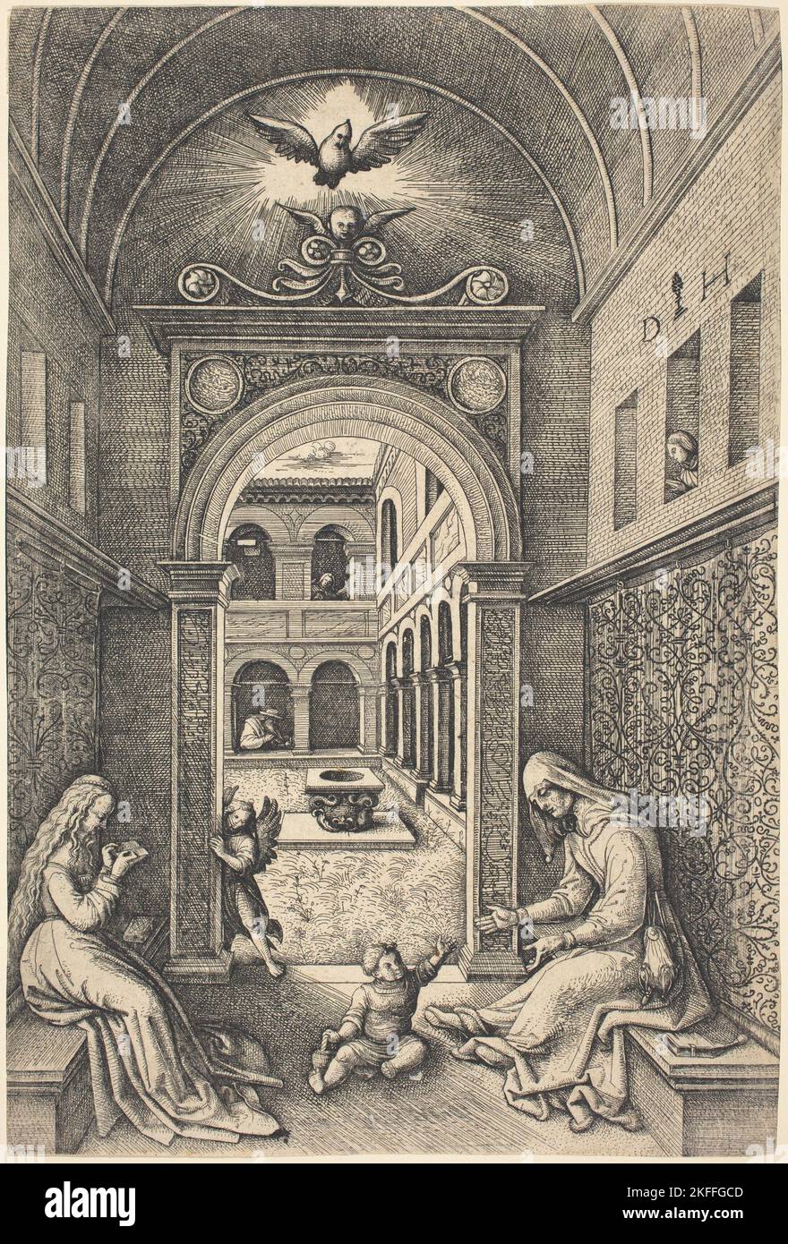 La Vergine e il Bambino con Sant'Anna da un portale. Foto Stock