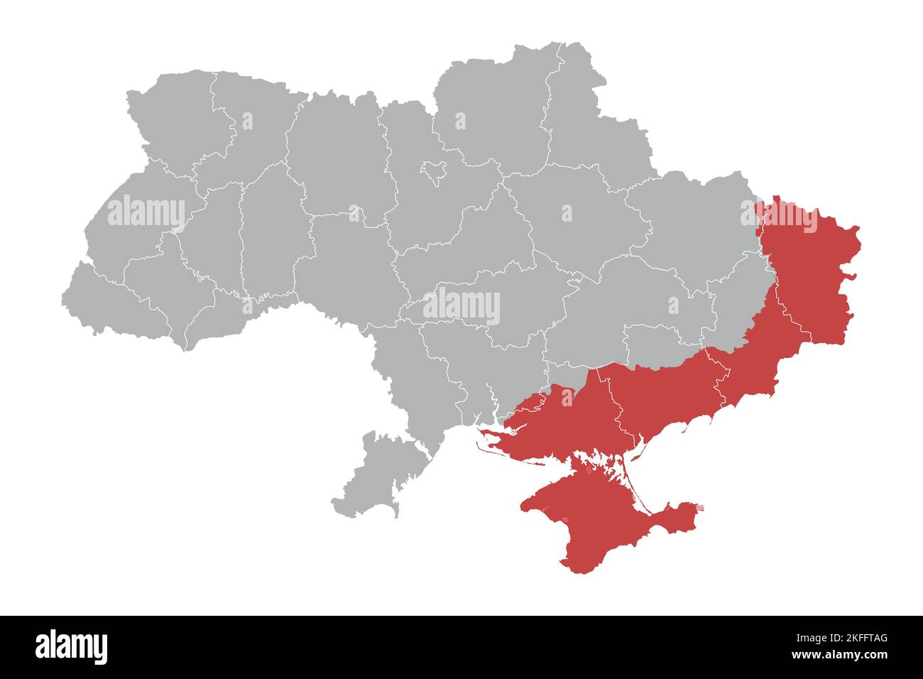 Mappa politica dell'Ucraina con i confini delle regioni Illustrazione Vettoriale