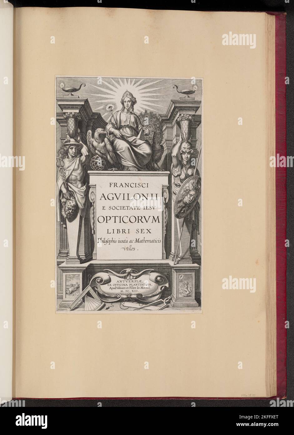 Pagina del titolo per Fran&#xe7;Opticorum Libri Sex di ois d'Aguilon, 1613. Foto Stock