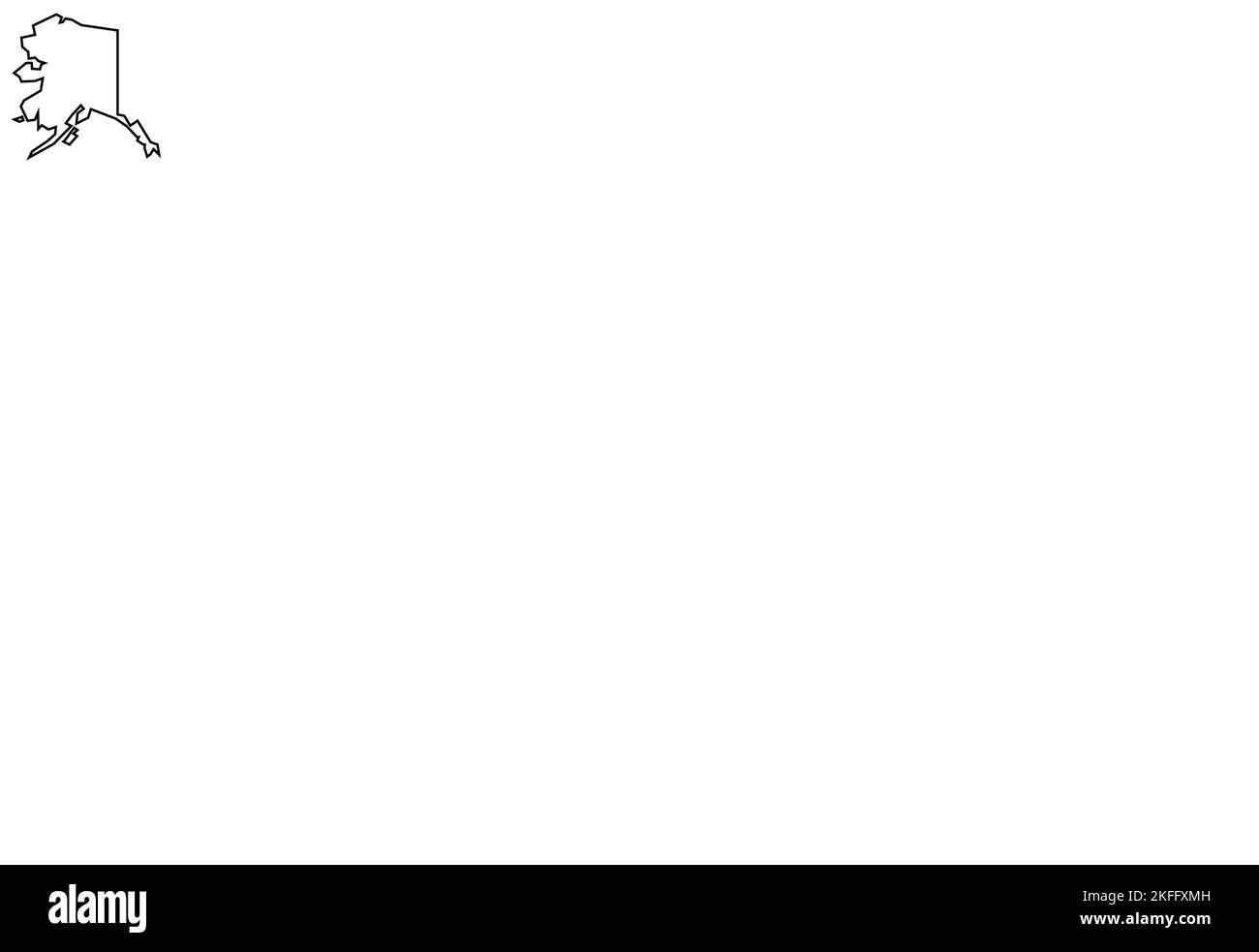 Stato dell'Alaska degli Stati Uniti d'America, USA. Mappa semplificata con contorni neri spessi. Illustrazione semplice del vettore piatto Illustrazione Vettoriale