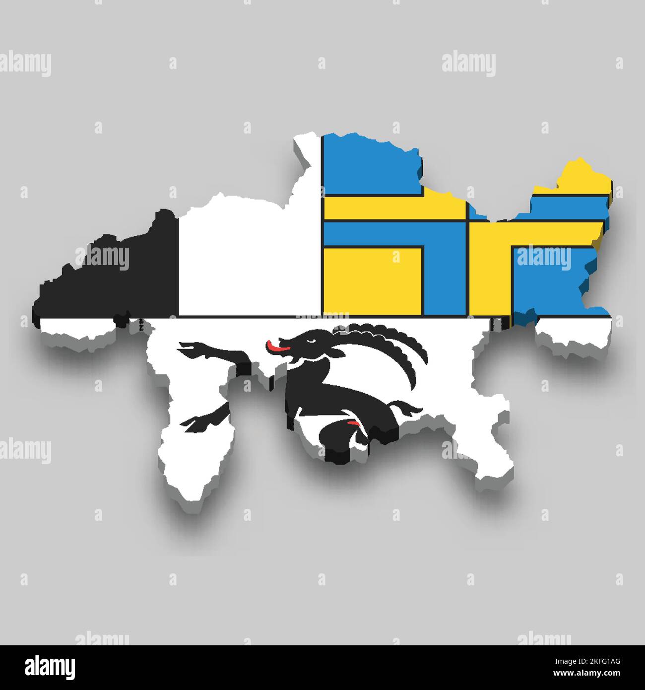 3D la carta isometrica dei Grigioni è una regione della Svizzera con bandiera nazionale Illustrazione Vettoriale