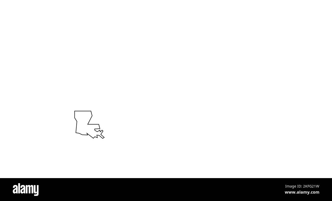 Stato della Louisiana degli Stati Uniti d'America, USA. Mappa semplificata con contorni neri spessi. Illustrazione semplice del vettore piatto Illustrazione Vettoriale