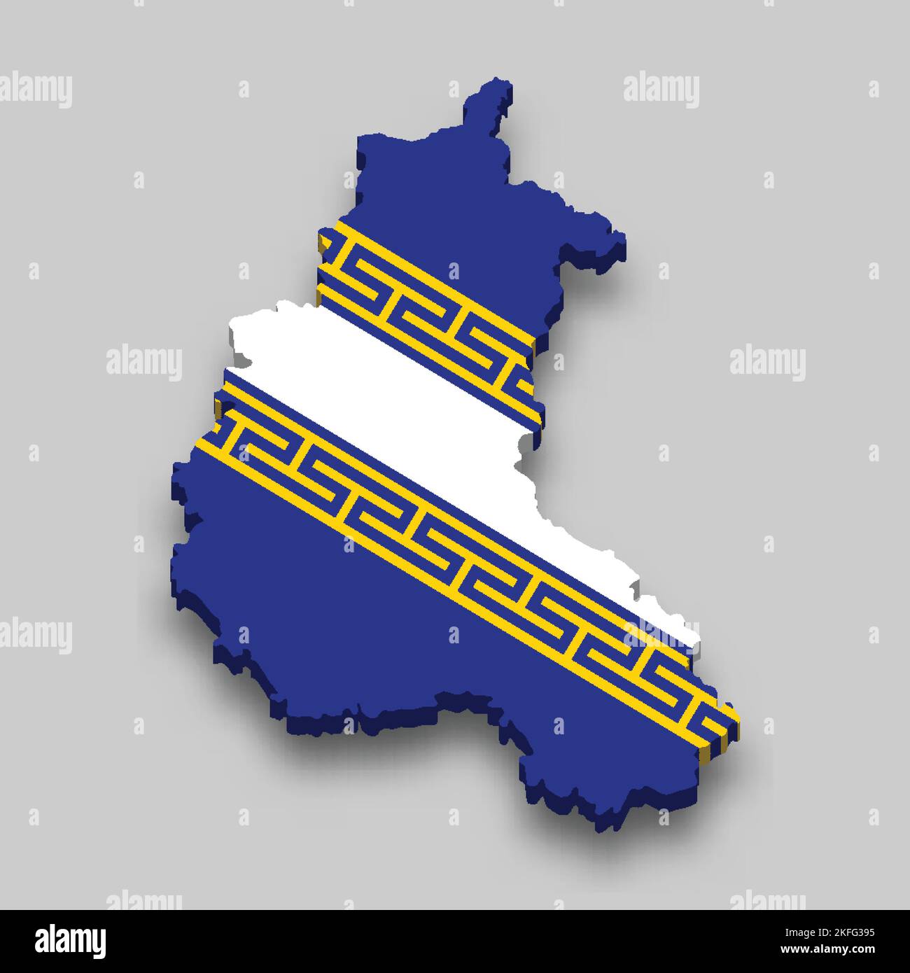 3D la carta isometrica della Champagne-Ardenne è una regione della Francia con bandiera nazionale Illustrazione Vettoriale