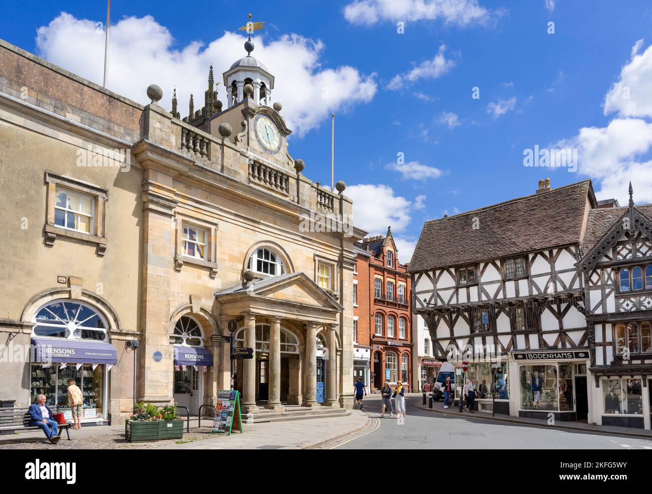 Ludlow Shropshire Ludlow Museum nel vecchio edificio Buttercross all'incrocio tra Broad Street e King Street Ludlow Shropshire Inghilterra UK GB Europe Foto Stock