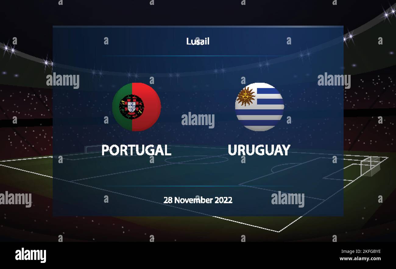 Portogallo vs Uruguay. Football tabellone segnapunti grafico calcio Illustrazione Vettoriale