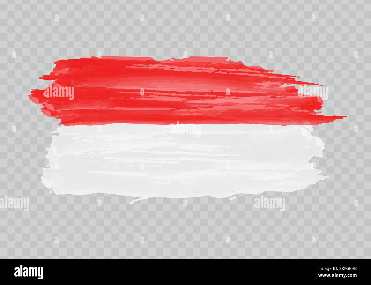 Bandiera di pittura di acquerello di Indonesia. Traccia pennello disegno a mano Illustrazione Vettoriale