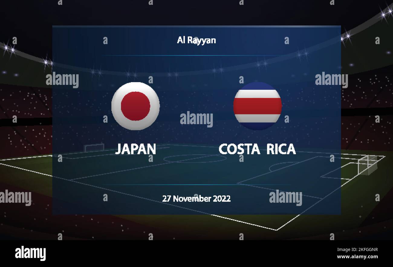 Giappone vs Costa Rica. Football tabellone segnapunti grafico calcio Illustrazione Vettoriale